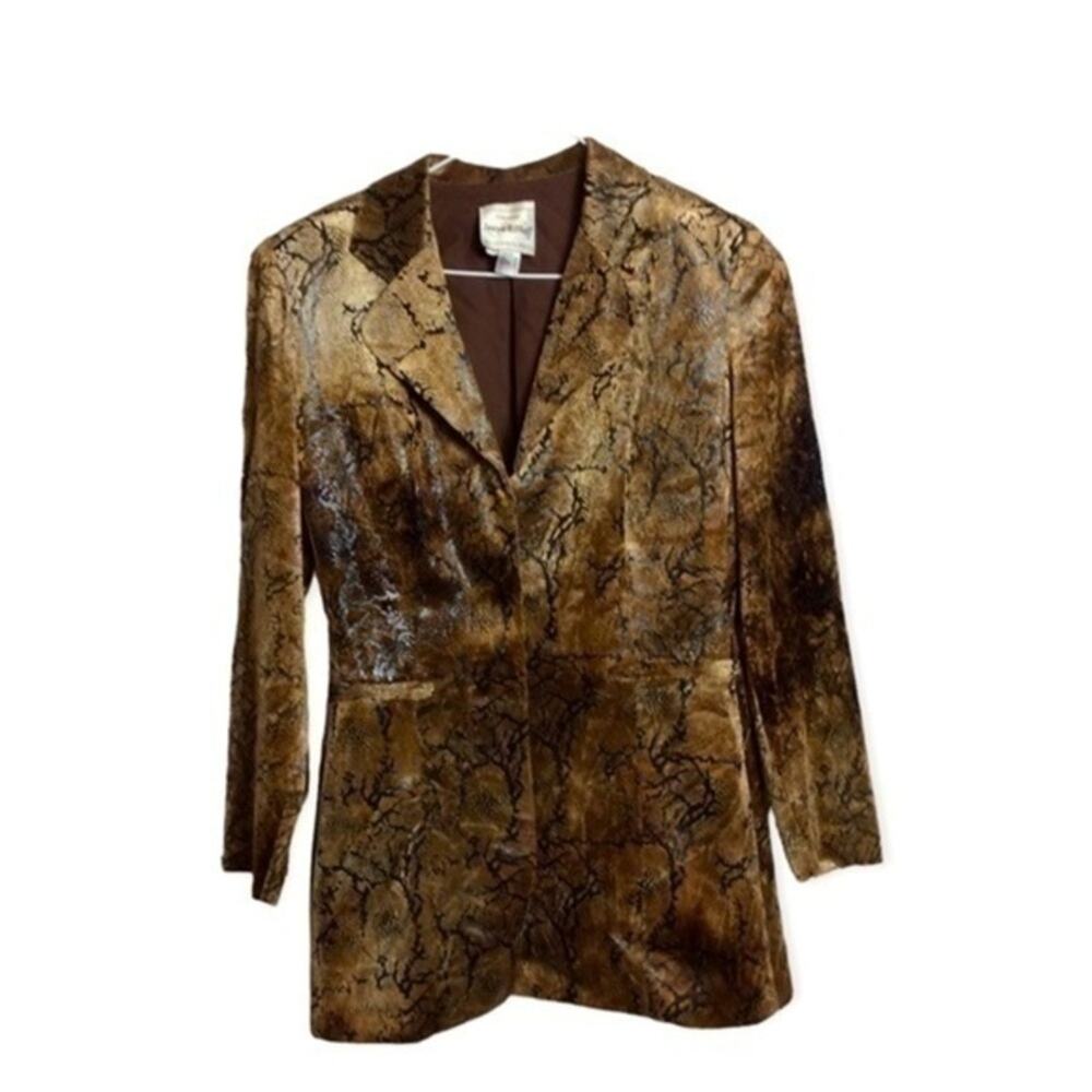 Joseph Ribkoff faux suede snake print brown jacket Small size 6